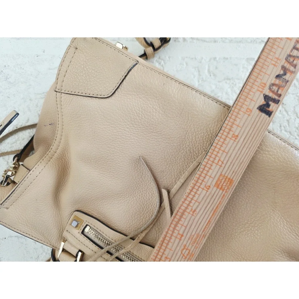 Rebecca Minkoff Regan Learher Shoulder Bag Crossbody Almond Brown Tan Minimalist